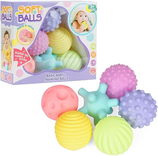 Patpat balls for kids squeeze ball toys 18+ months for toddlers 1-3, bath toy squeak ball toy sensory baby toy for kids, sensory ball for babies, soft vinyl ball toy with gift box (6 pack)