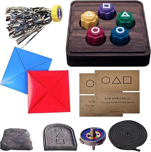 Korean Game Set: Gonggi Stone Catching, Jebi Kicks, Paeng-y, Biseokchigi, DDAKJI (1 Set)
